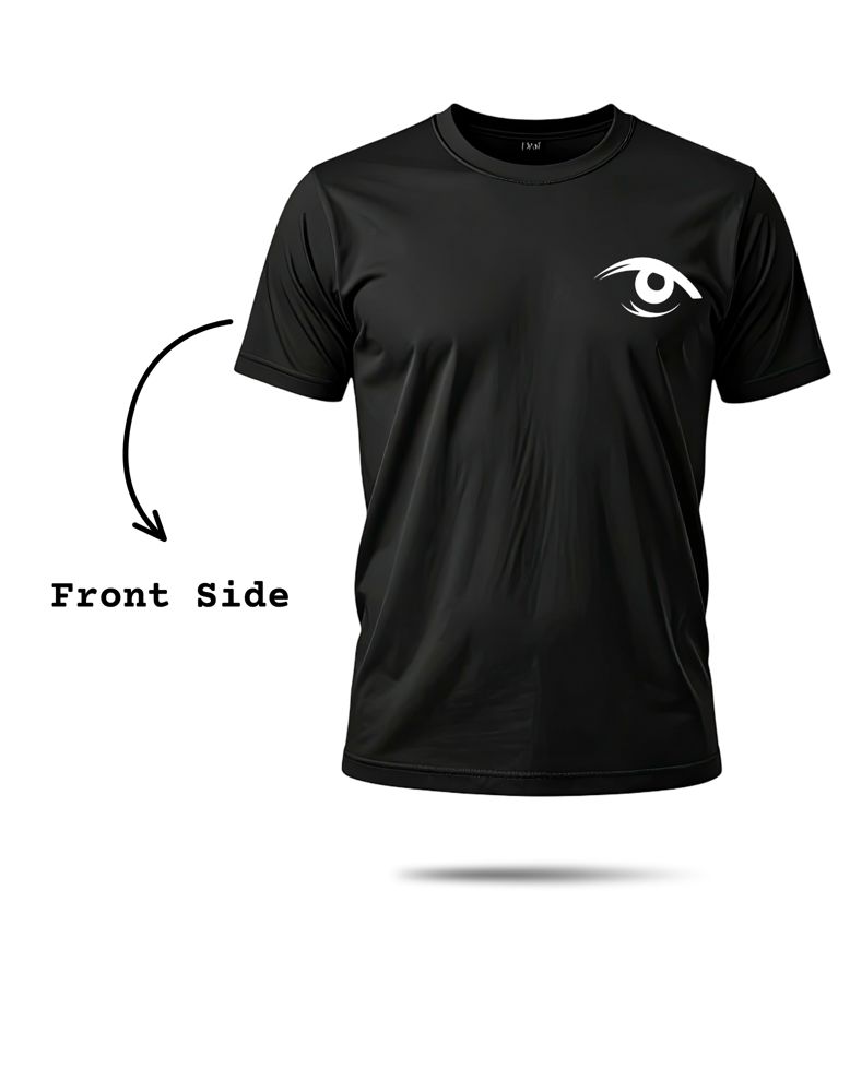 "New Collection" Black Crew Neck T-Shirt with Eye & Monogram Graphic